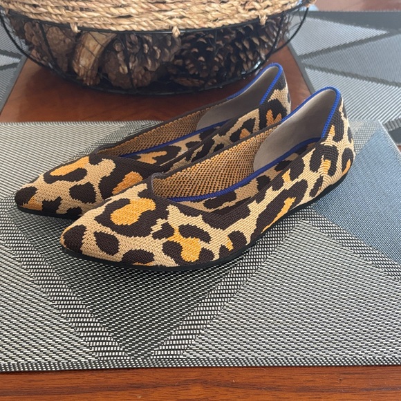 Rothy's Shoes - Rothy's Leopard Print Flats with Blue Trim